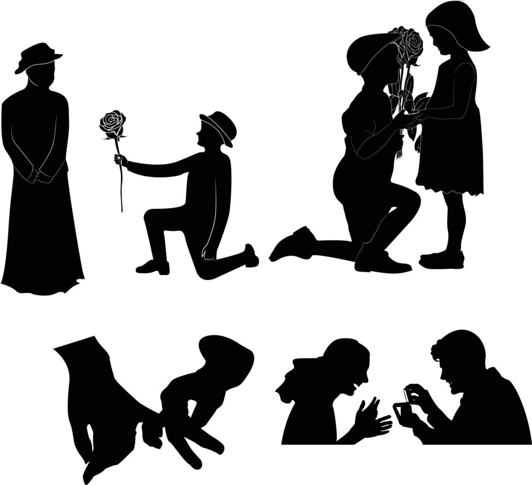 Propose day romantic love silhouette vector