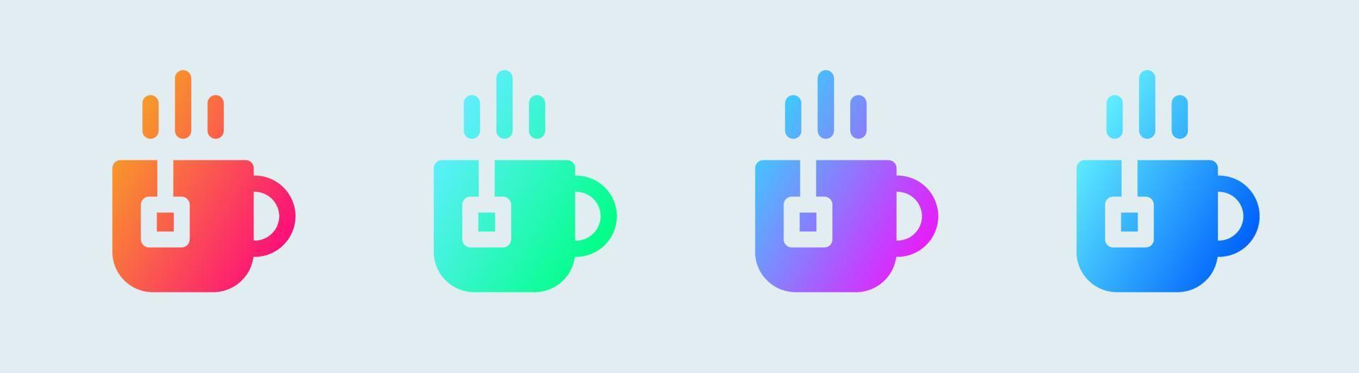 Break time solid icon in gradient colors. Tea signs vector illustration.