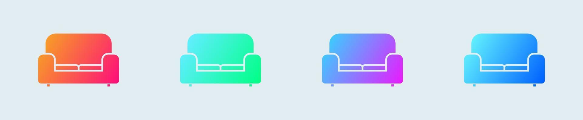 Couch solid icon in gradient colors. Sofa signs vector illustration.