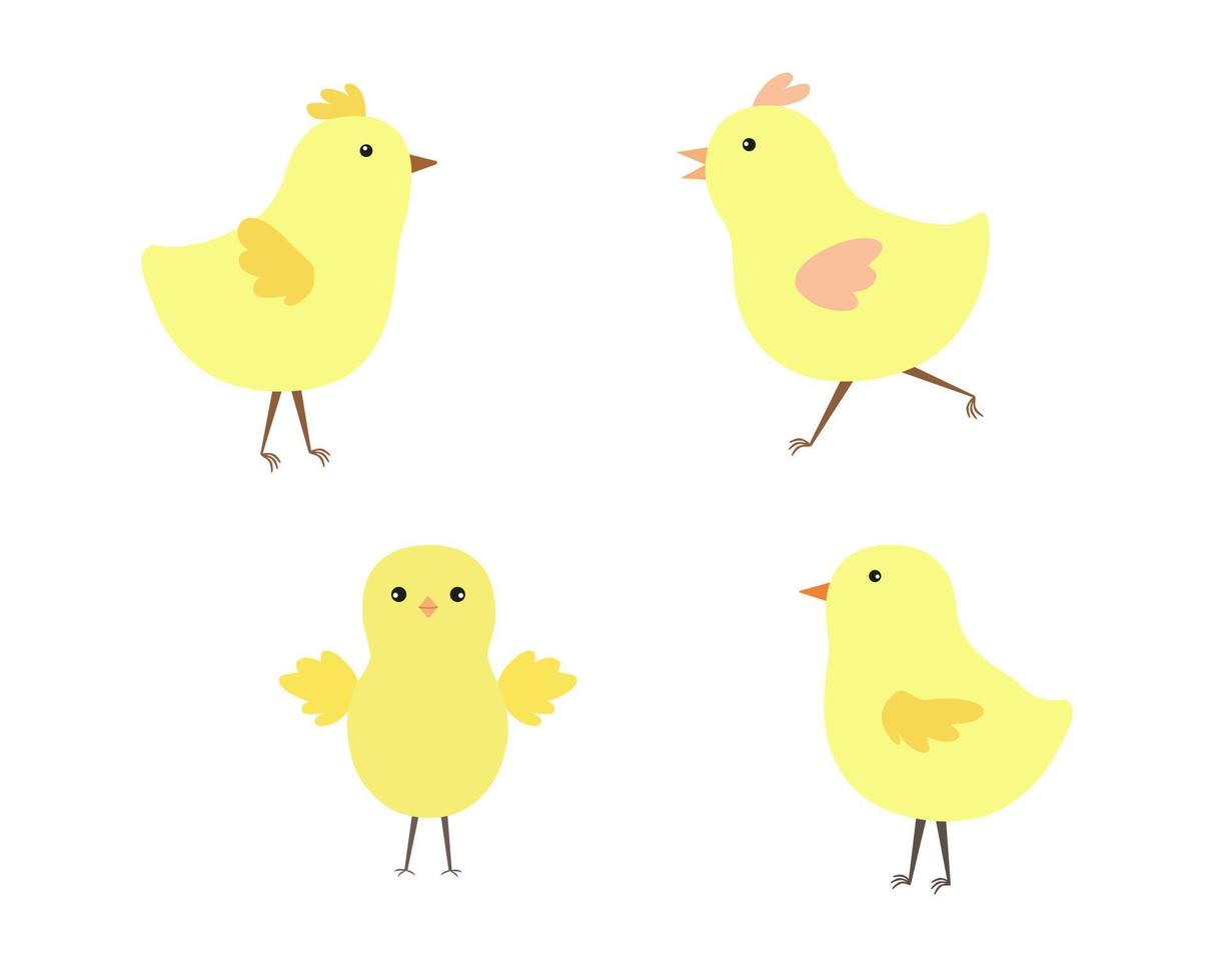 Cute little chicken set, Easter spring holiday vector illustration