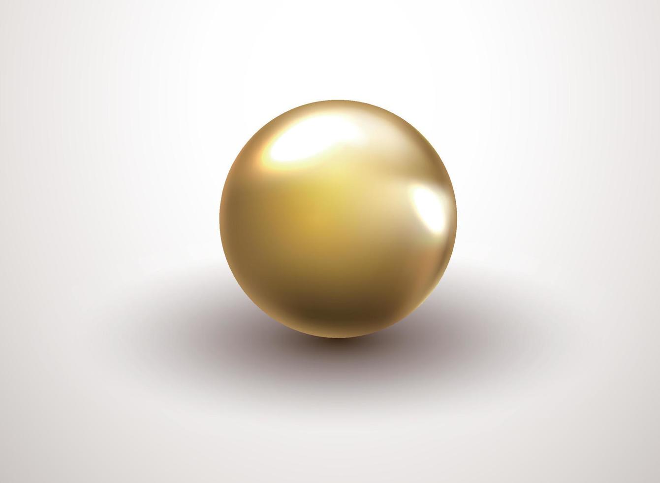 Bola de oro 3d sobre fondo blanco. Textura de metal 3d, icono de bola, fondo de lujo, ilustración vectorial vector