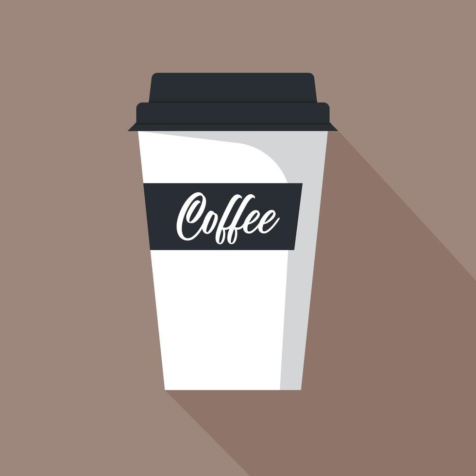 Coffee cup icon vector illustration flat design with long shadow.