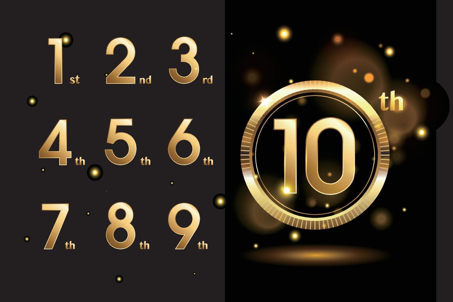 Set of anniversary celebration template design with golden text for anniversary celebration event. vector