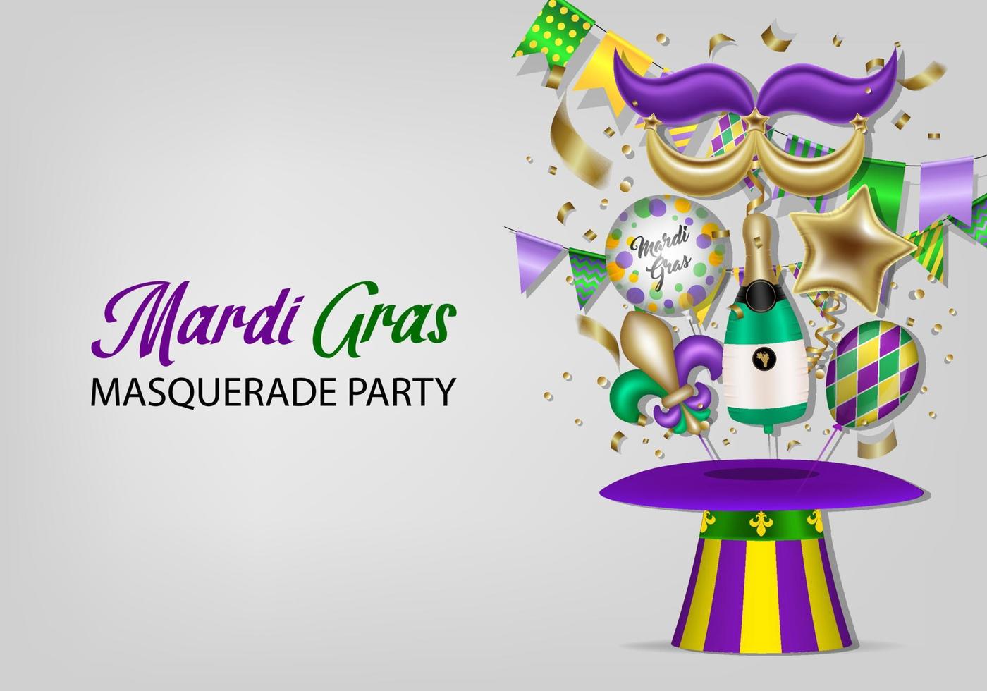 mardi gras background with party balloons vector