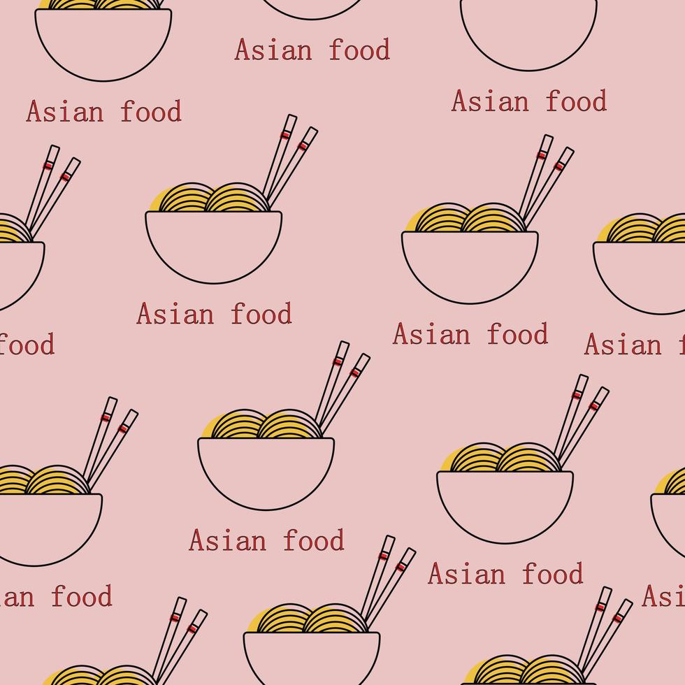 Seamless pattern with noodles. Illustration of Asian food vector