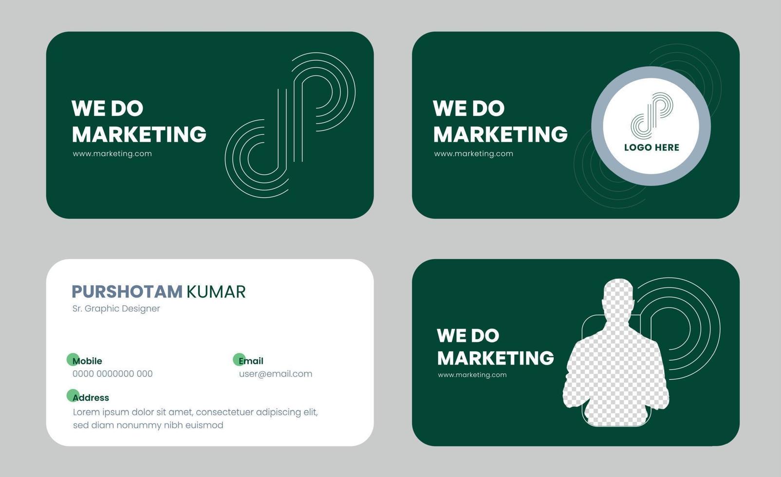 Green Vising Card For Marketing vector