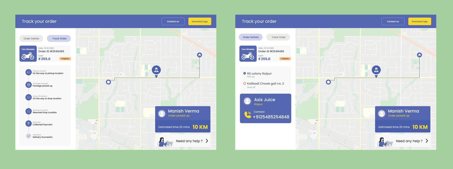 Delivery Tracking UI Template 17551216 Vector Art at Vecteezy