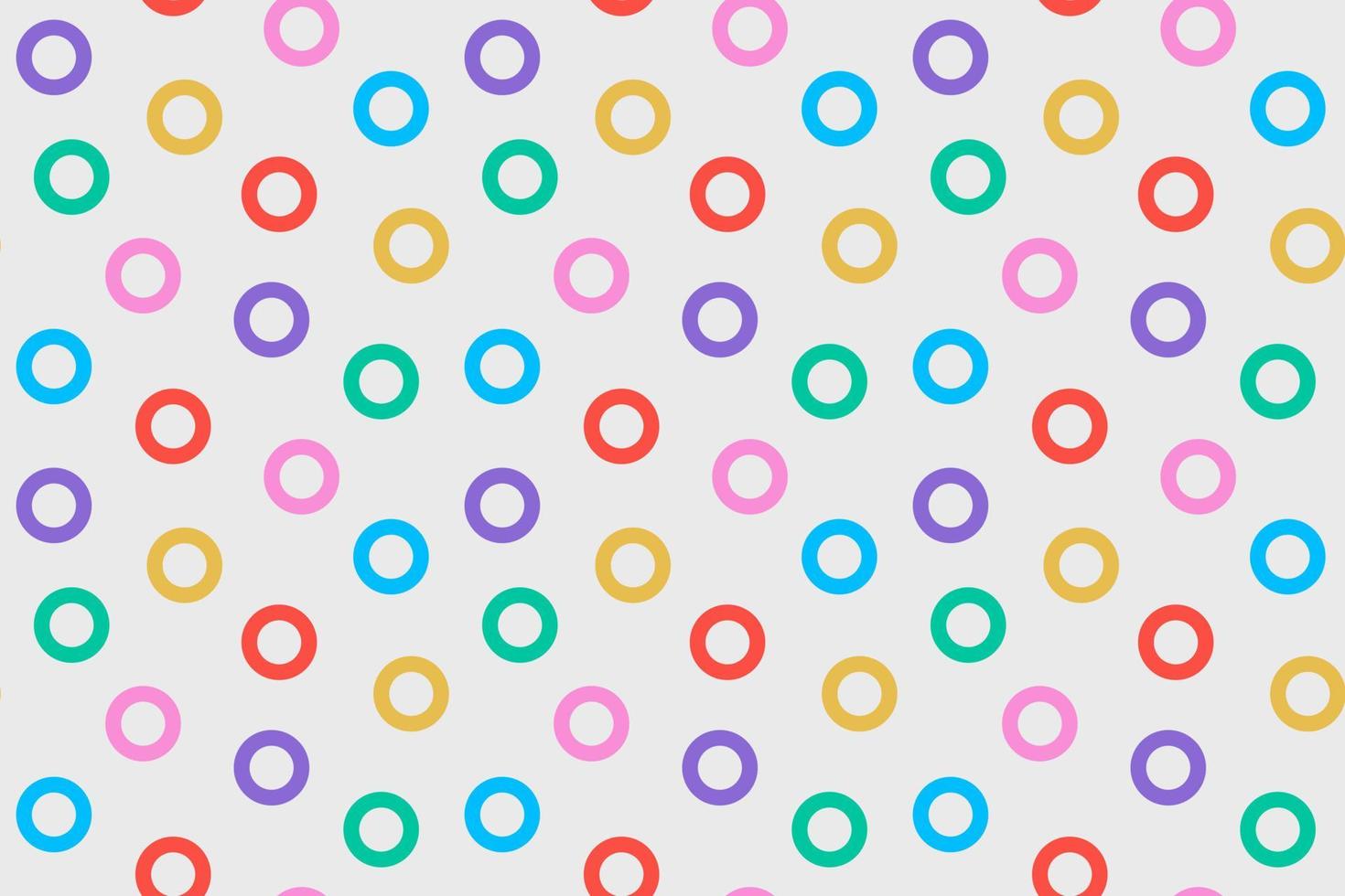 Festive seamless retro pattern with random bright colorful circles. Cute trendy polka dot horizontal background. Abstract geometric banner template with multicolored rings. Design for textile, fabric vector