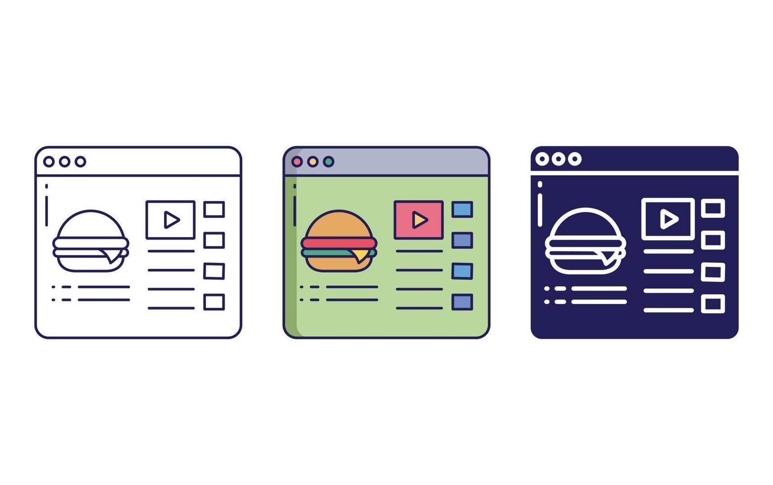 icono de hamburguesa en línea vector