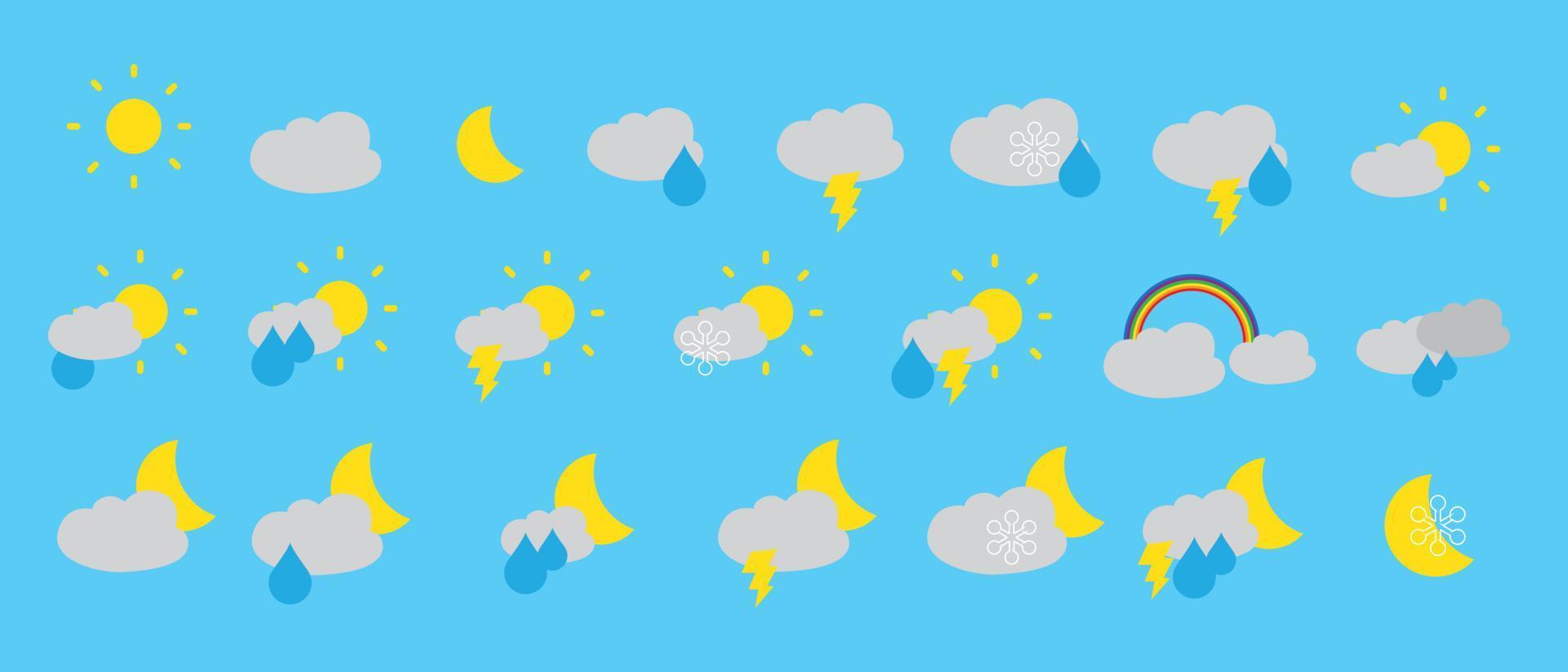 Colorful weather icons, vector illustration