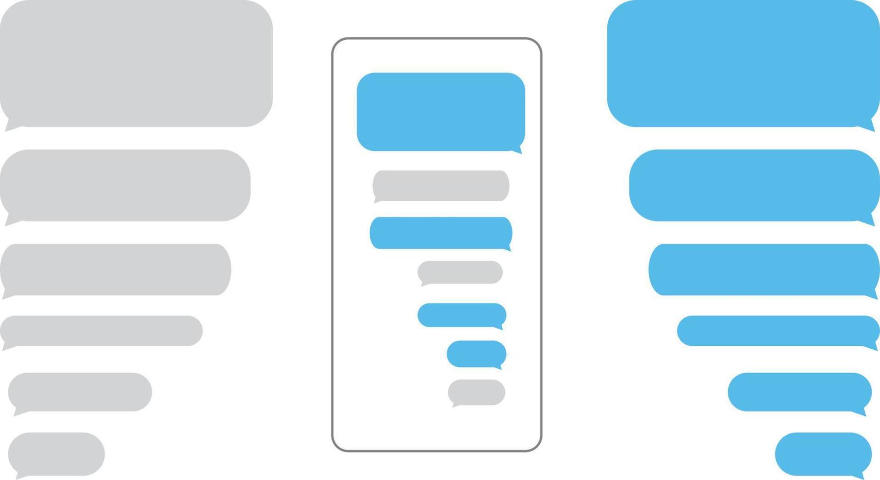 las burbujas de mensajes chatean en los iconos de los teléfonos inteligentes. plantilla de diseño vectorial de cuadros de chat de burbujas de mensajes para messenger de teléfonos móviles inteligentes vector