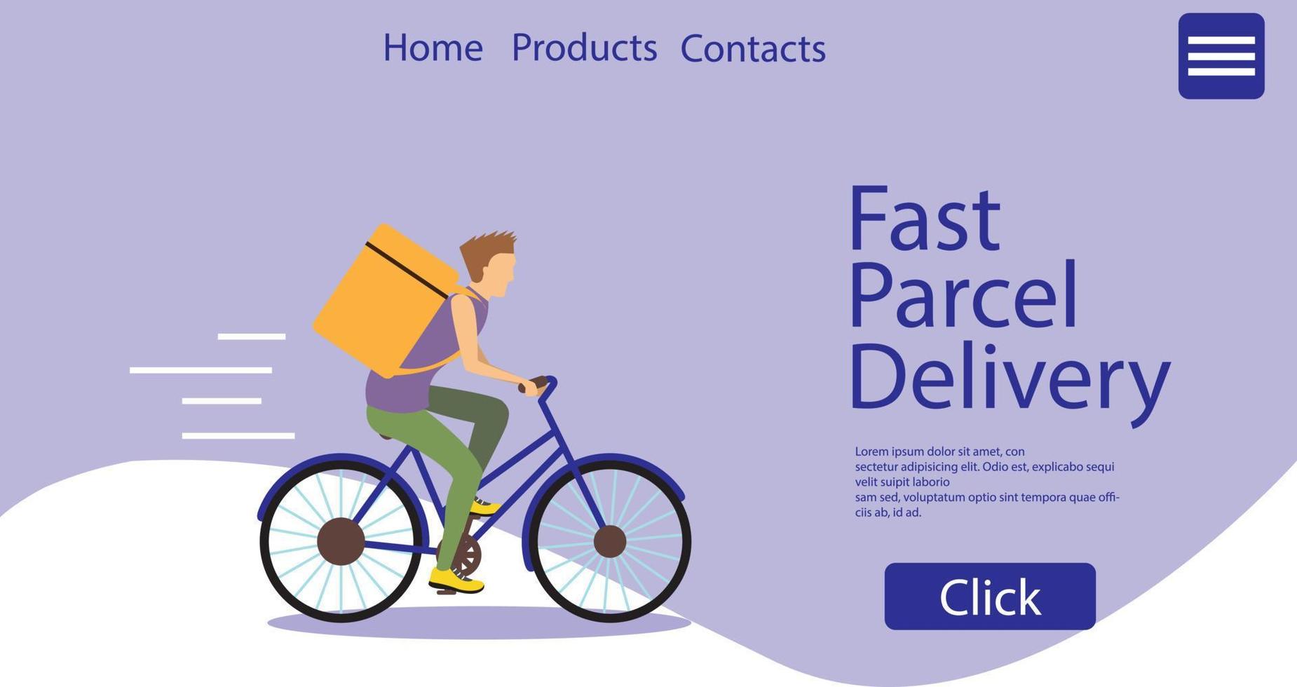 Courier service landing page template vector illustration