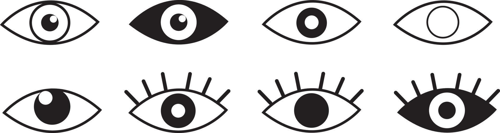 conjunto de iconos de ojos. símbolo de la vista. iconos de ojo de exploración de retina. colección de ojos simples. silueta de ojos pasos vectoriales 10 vector