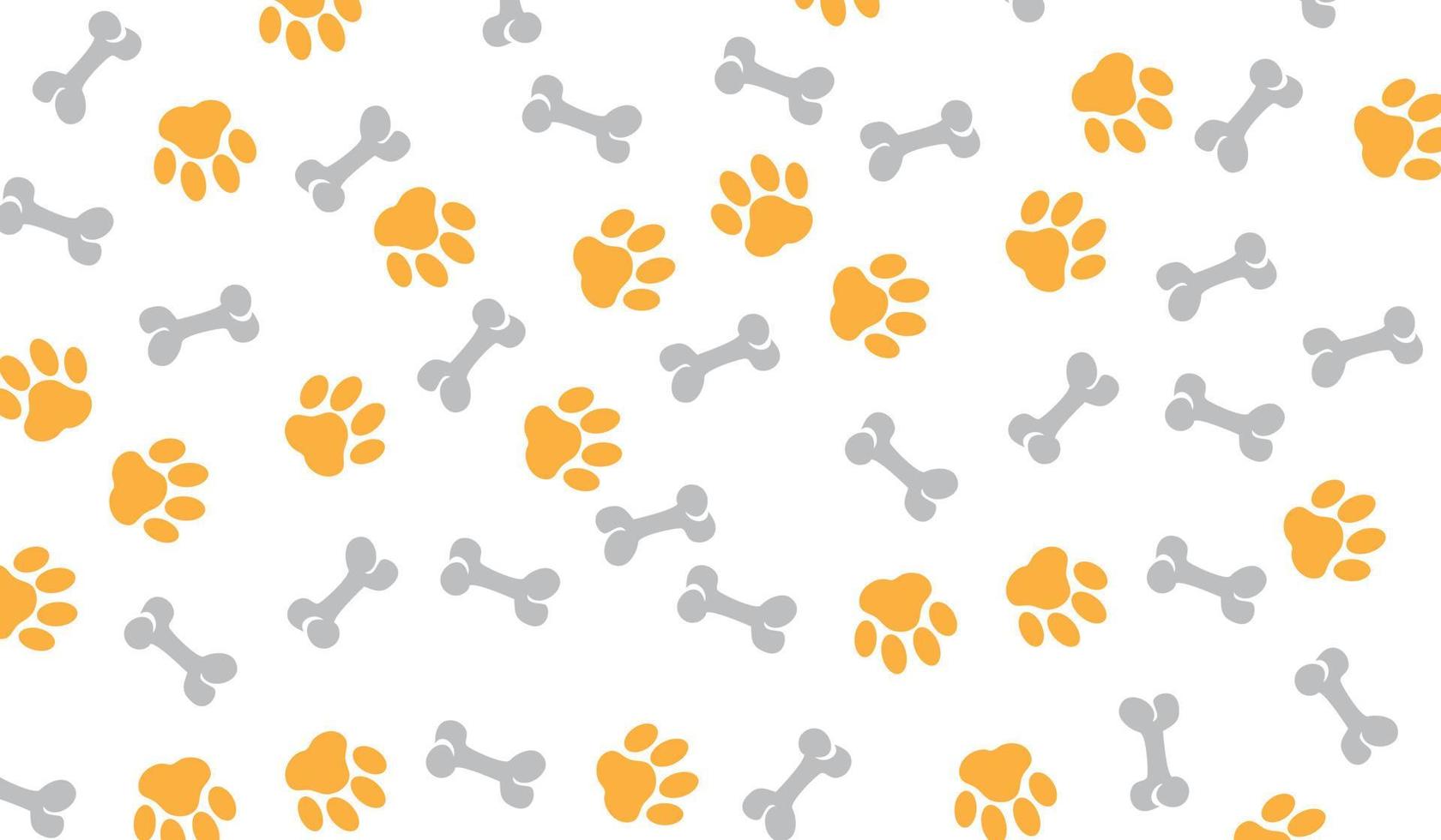 Many prints of dog paws and bones on white background. Pattern for design vector