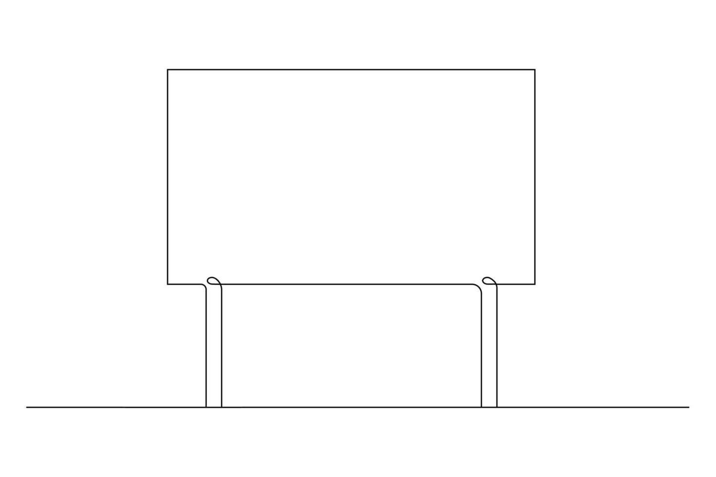 maqueta de pancarta en blanco en el palo. cartel de protesta, transparencia pública con titular. dibujo de una sola línea continua. ilustración vectorial vector