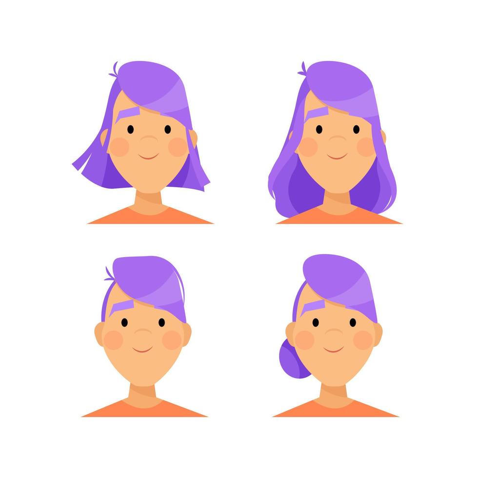 mujer violeta avatar vector