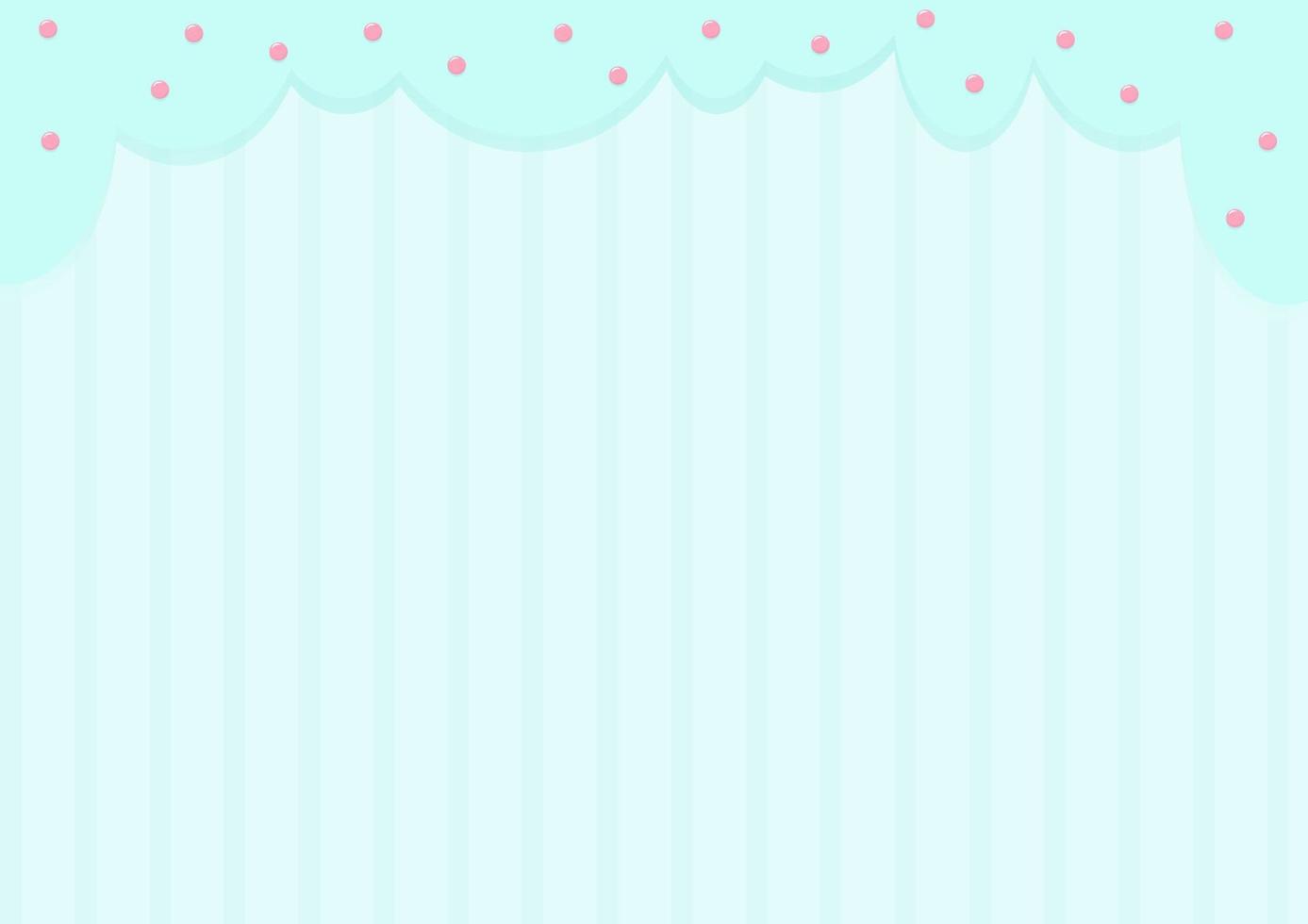 Sweet pale blue striped background with blue round clouds on top and round sprinkles vector