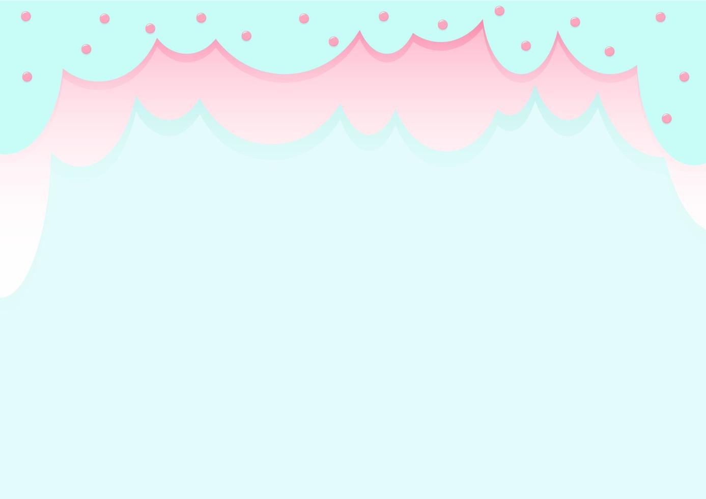 Blue background with pink and blue round clouds with round sprinkles vector