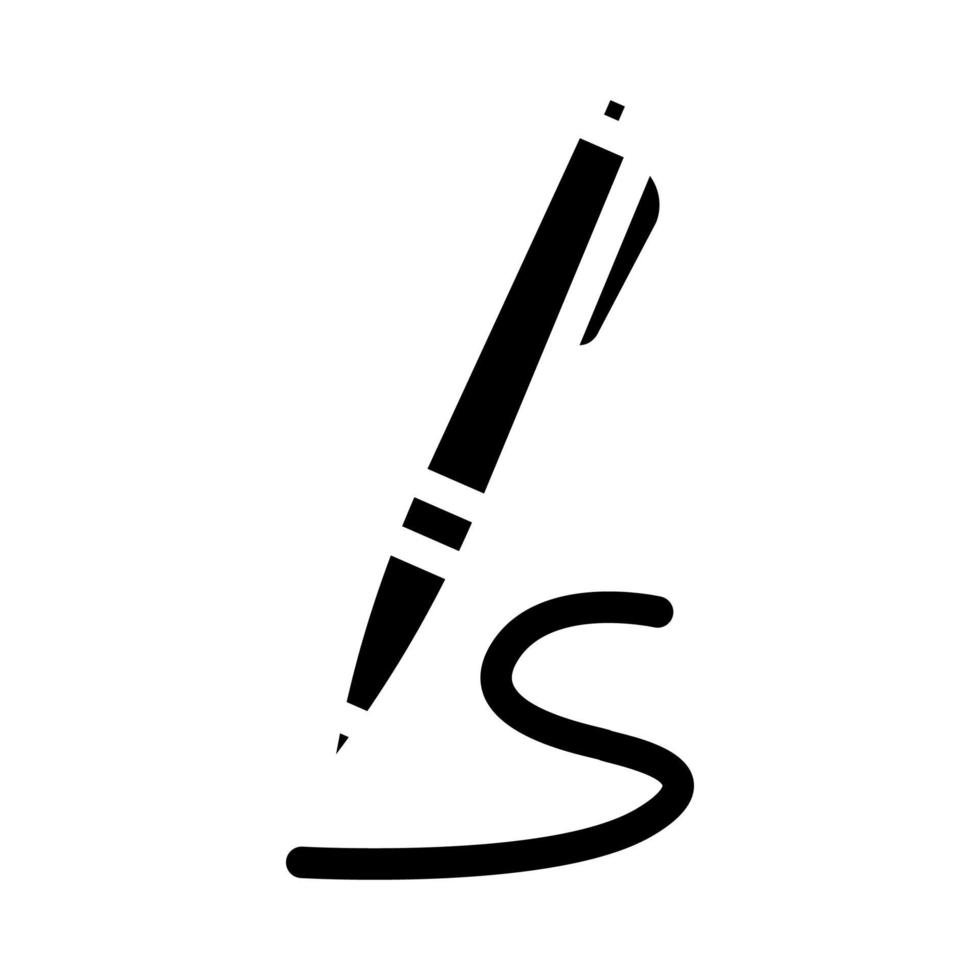 pluma papelería glifo icono vector ilustración