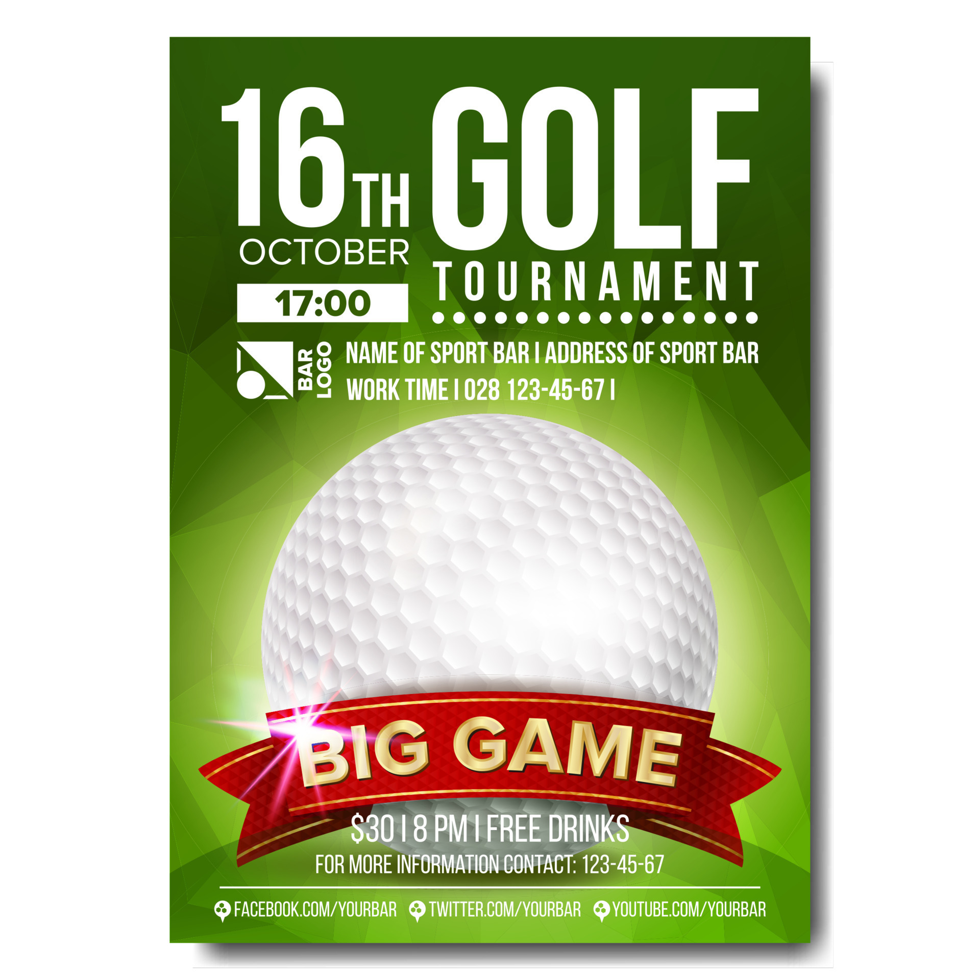 Editable Golf tournament flyer templates