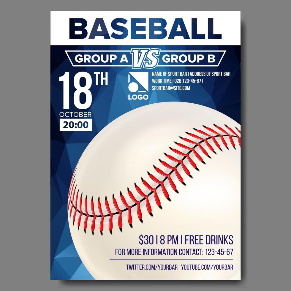 Baseball Poster Vector. Sport Event Announcement. Banner Advertising. Professional League. Event Illustration vector
