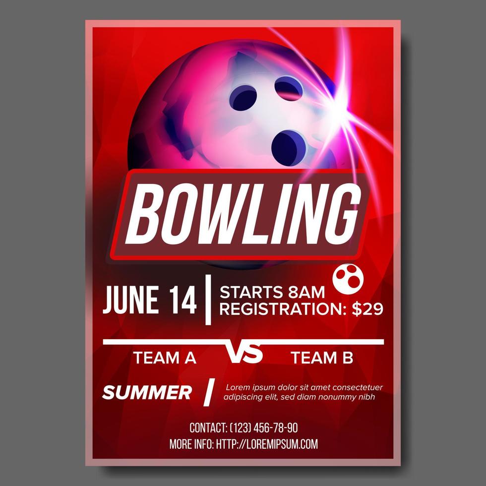 Bowling Poster Vector. Banner Advertising. Sport Event Announcement. Ball. A4 Size. Announcement, Game, League Design. Championship Layout Blank Label Illustration vector