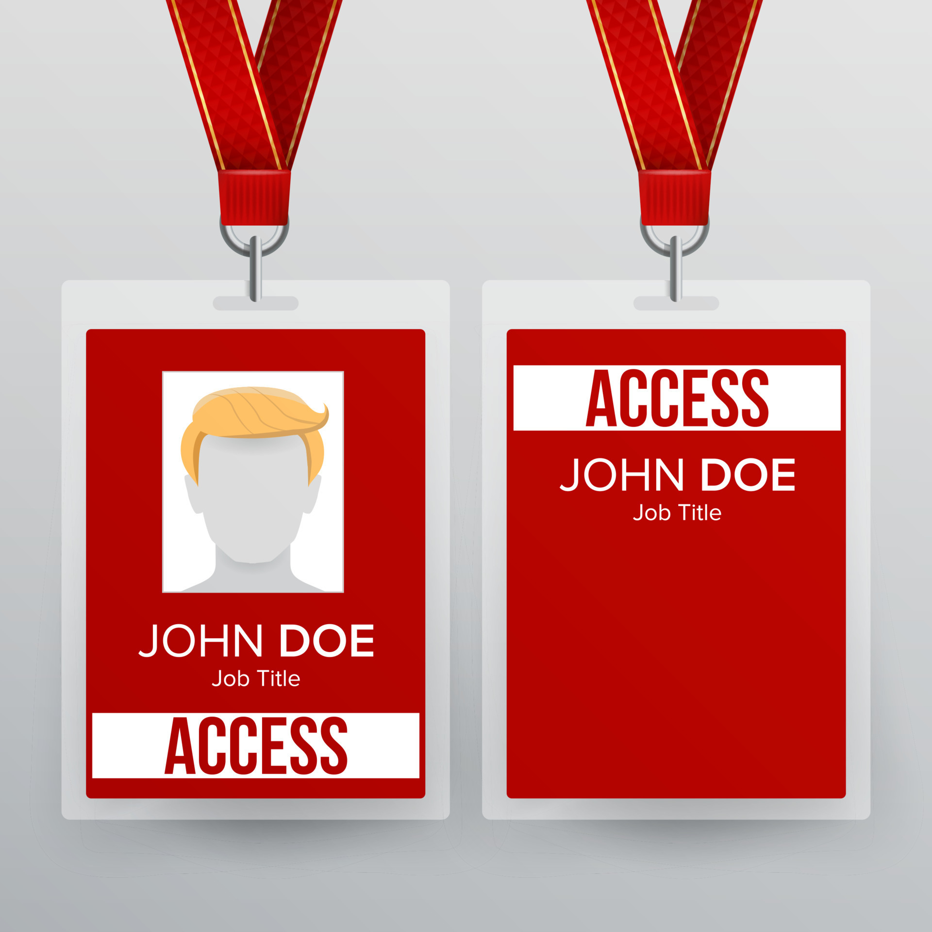 Press Pass Id Card Vector. Plastic Badge Template To Business