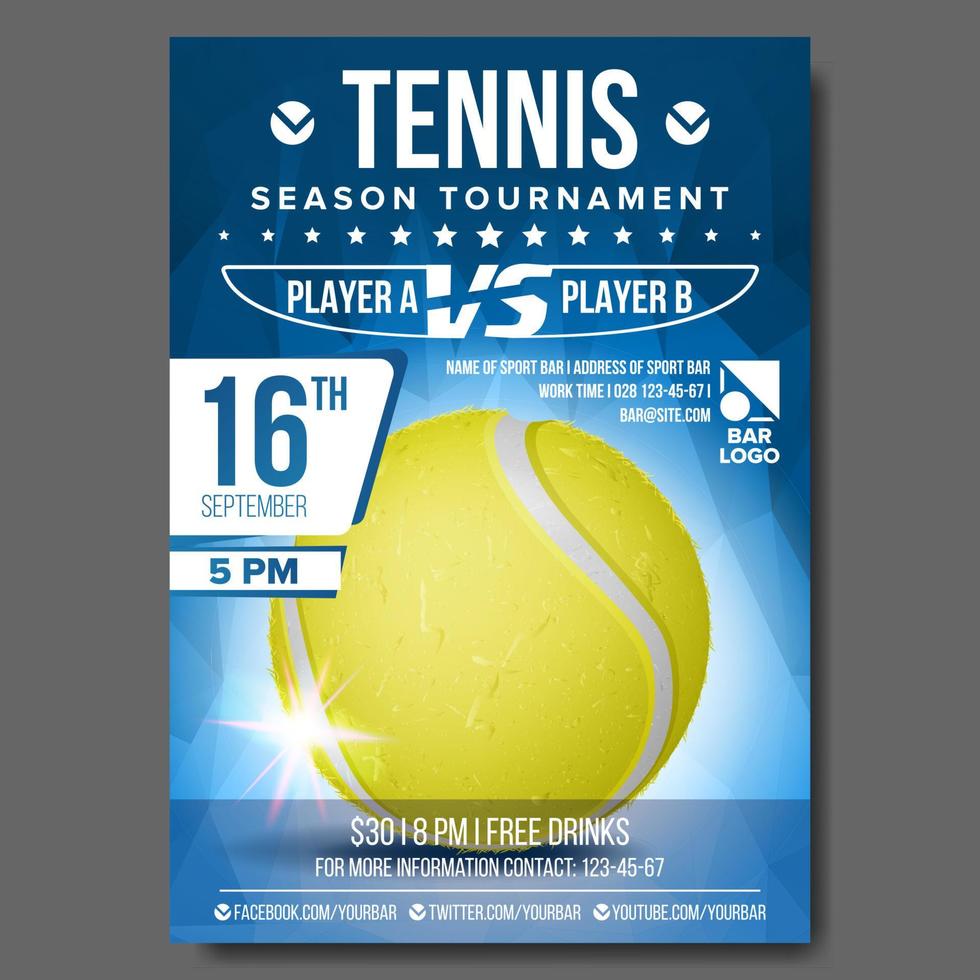 vector de póster de tenis. publicidad de pancartas. tamaño a4. anuncio de evento deportivo. anuncio, juego, liga, diseño de campamento. ilustración de campeonato