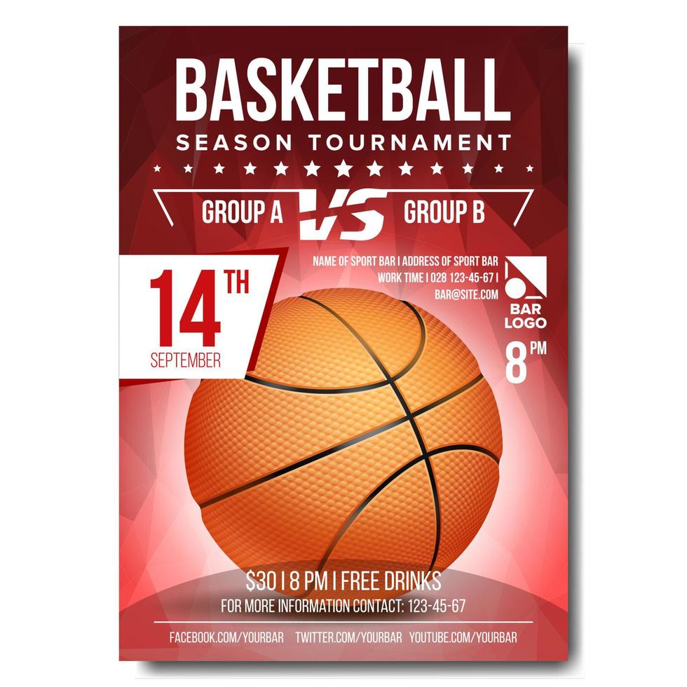 Basketball Poster Vector. Banner Advertising. Sport Event Announcement. Announcement, Game, League, Camp Design. Championship Illustration vector