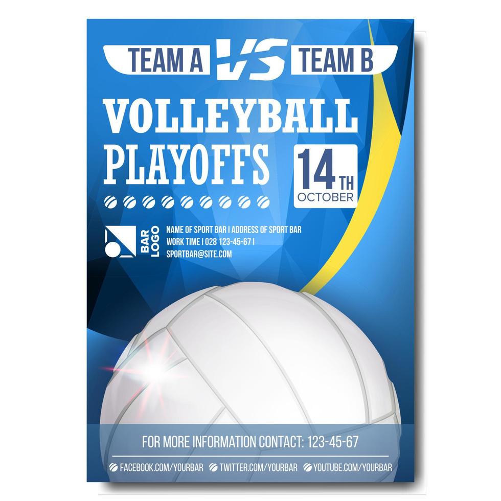 Volleyball Poster Vector. Design For Sport Bar Promotion. Volleyball Ball. Modern Tournament. Championship Label A4 Size. Game Illustration vector