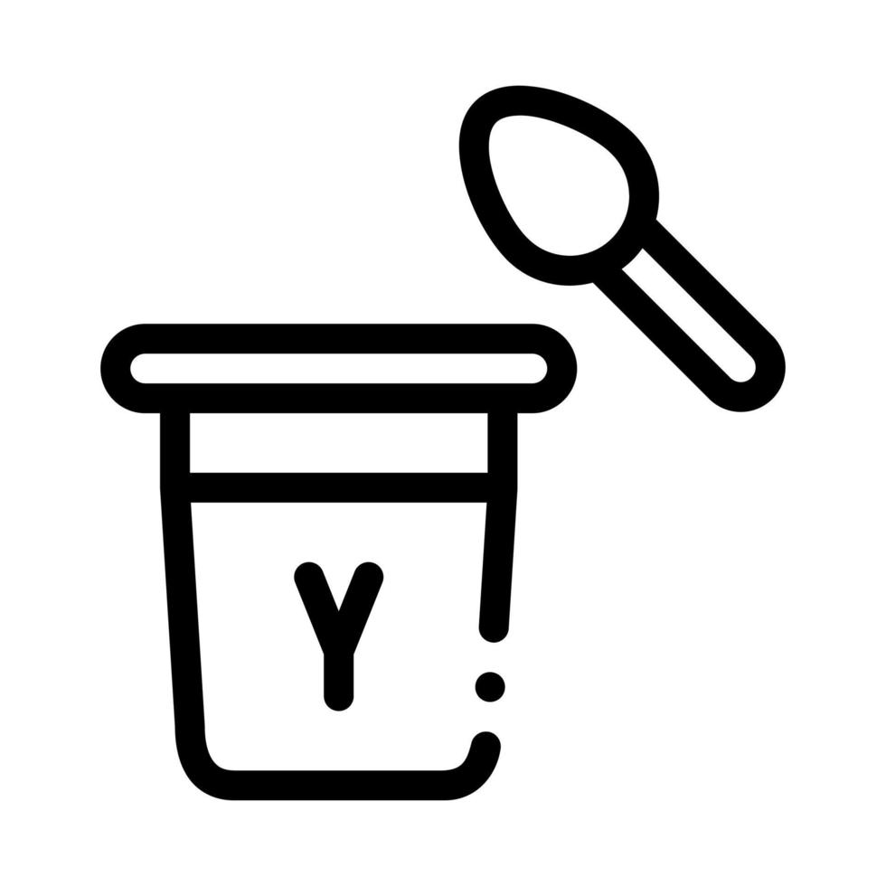 yogurt with spoon icon vector outline illustration