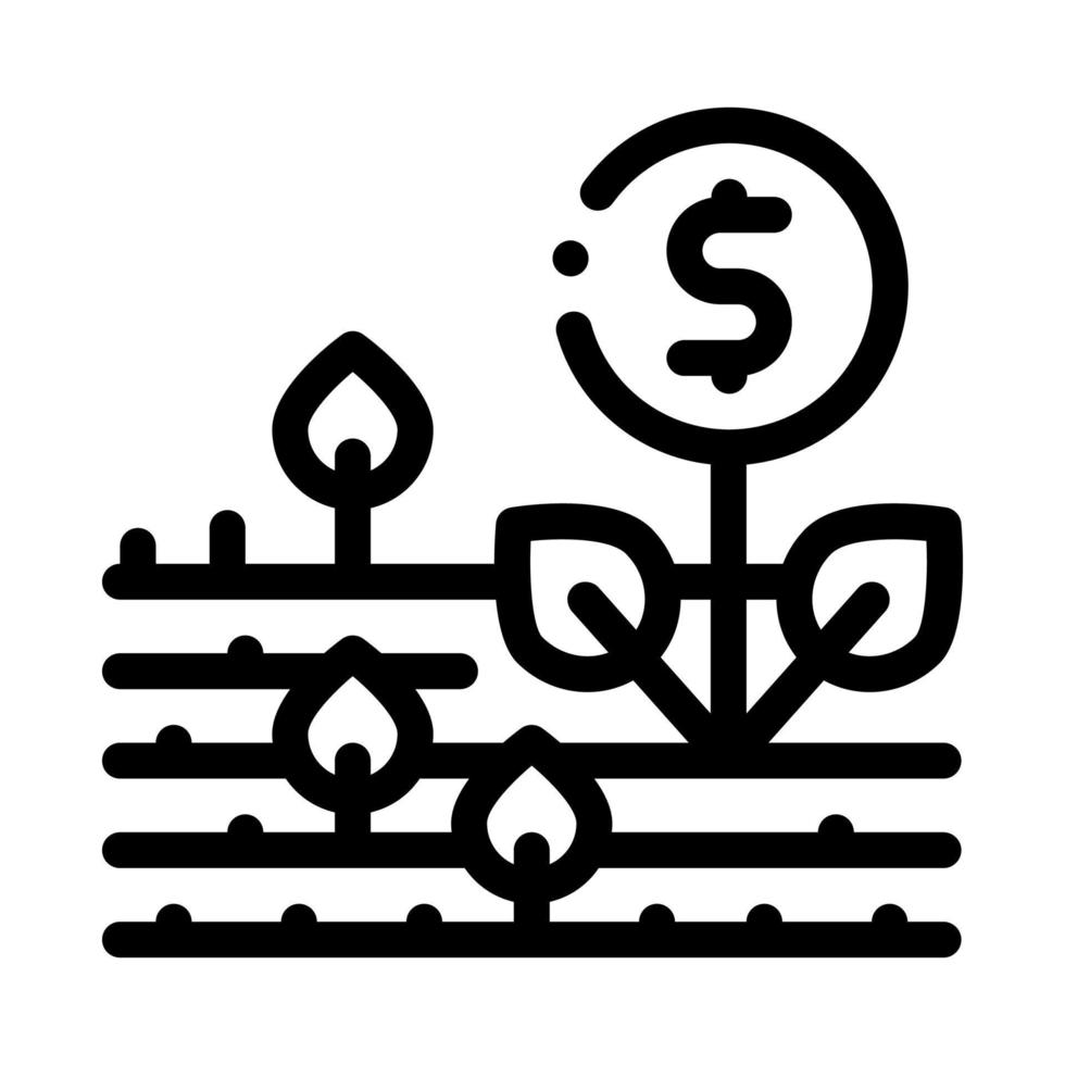 árbol de dinero en la ilustración de contorno de vector de icono de campo