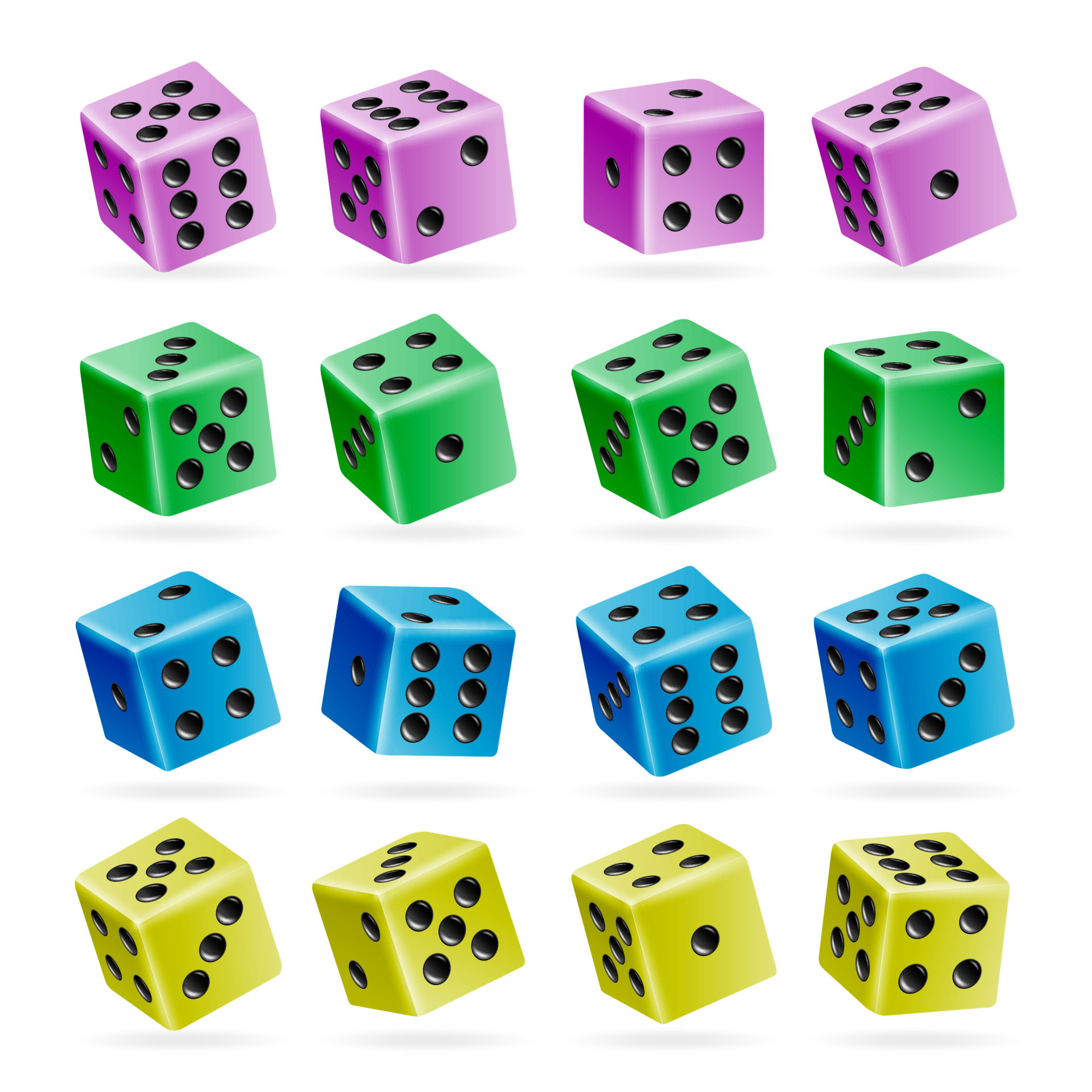 Playing Dice Vector Set. 3d Realistic Cubes With Dot Numbers. Good For