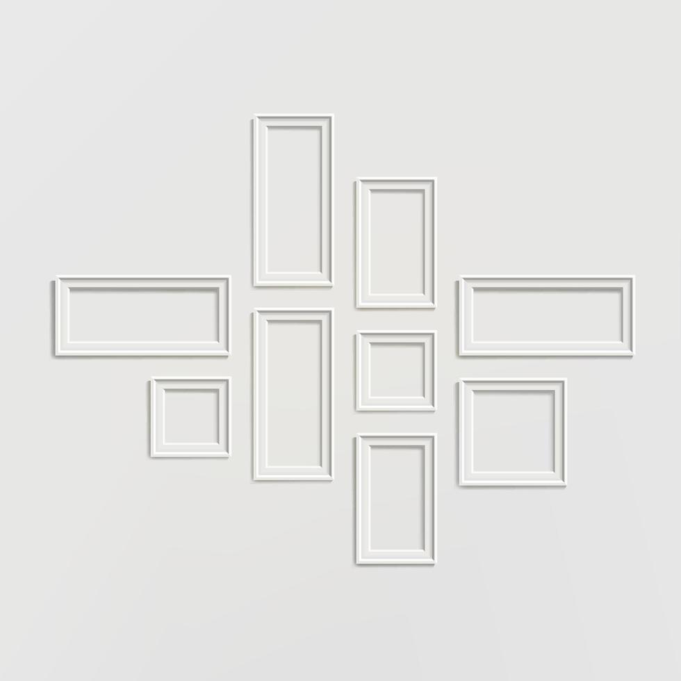 Blank Picture Frame Template Composition Set Vector Illustration