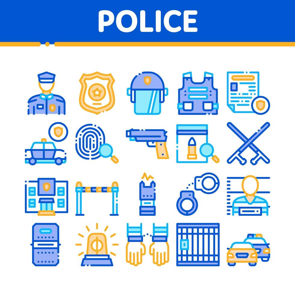 Police Department Collection Icons Set Vector