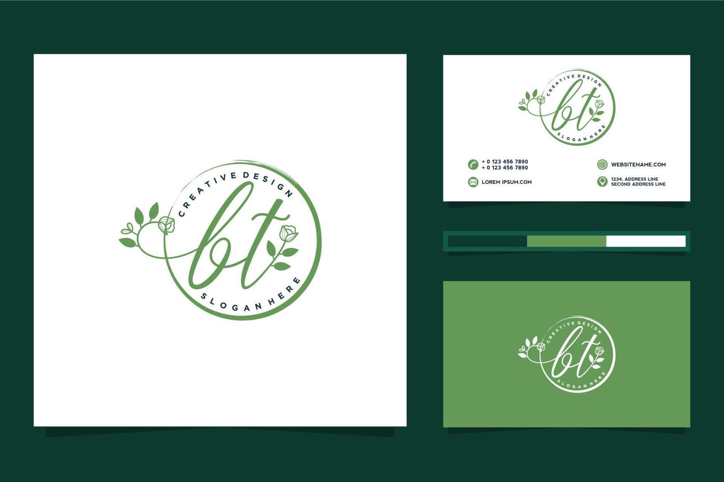 Initial BT Feminine logo collections and business card templat Premium Vector