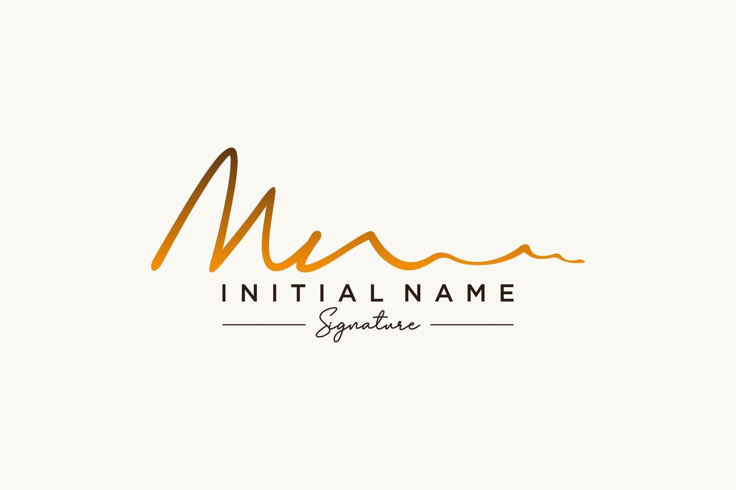 Initial MN signature logo template vector. Hand drawn Calligraphy lettering Vector illustration.