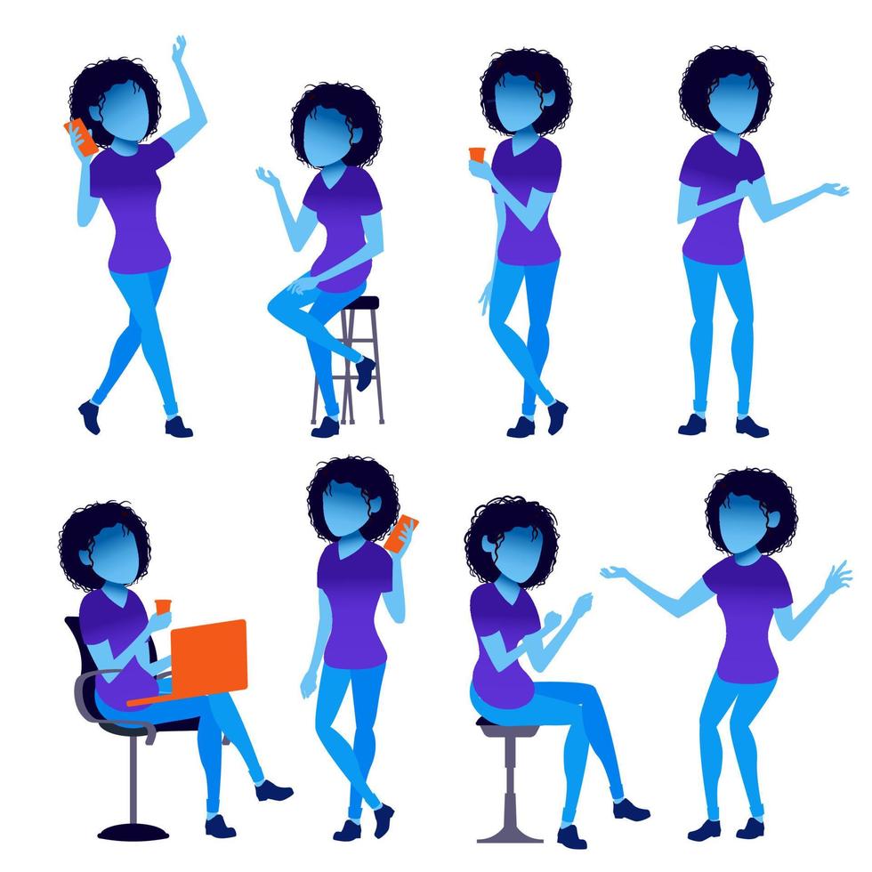 Woman Set Vector. Modern Gradient Colors. People In Action. Creative Person. Design Element. Isolated Flat Illustration vector