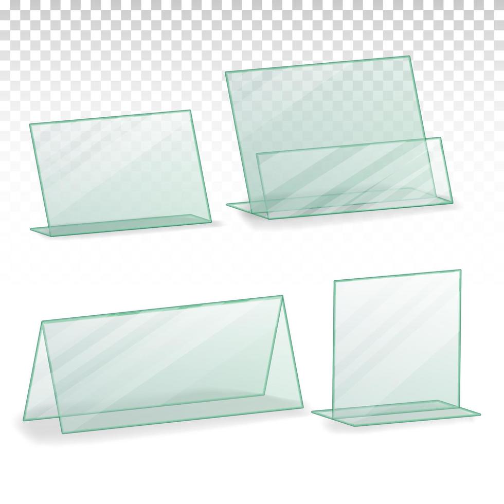 Plastic Holder Vector. Empty Plastic Table Holder For Business Card. Isolated Illustration vector