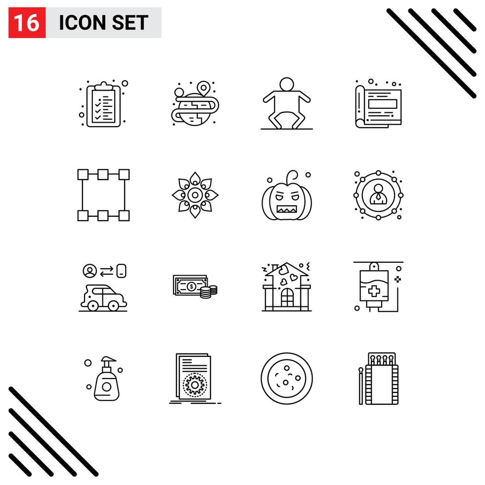 Modern Set of 16 Outlines Pictograph of celebrate points human path office Editable Vector Design Elements