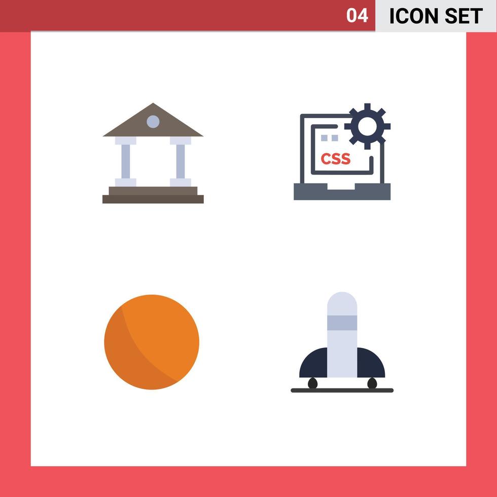 4 iconos planos universales establecidos para aplicaciones web y móviles banco bebé finanzas css juguete elementos de diseño vectorial editables vector