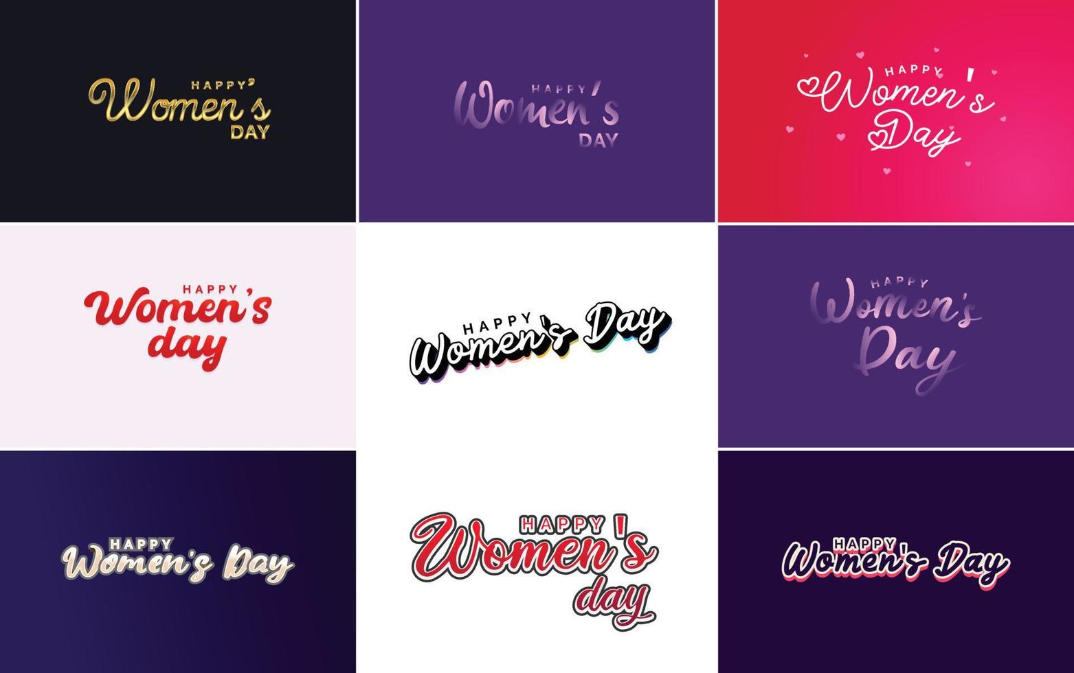 March 8 typographic design set with Happy Women's Day text vector