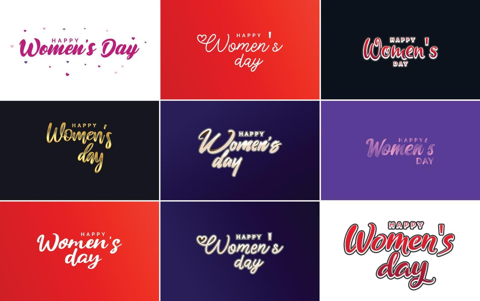 Pink Happy Women's Day typographical design elements set for greeting cards vector