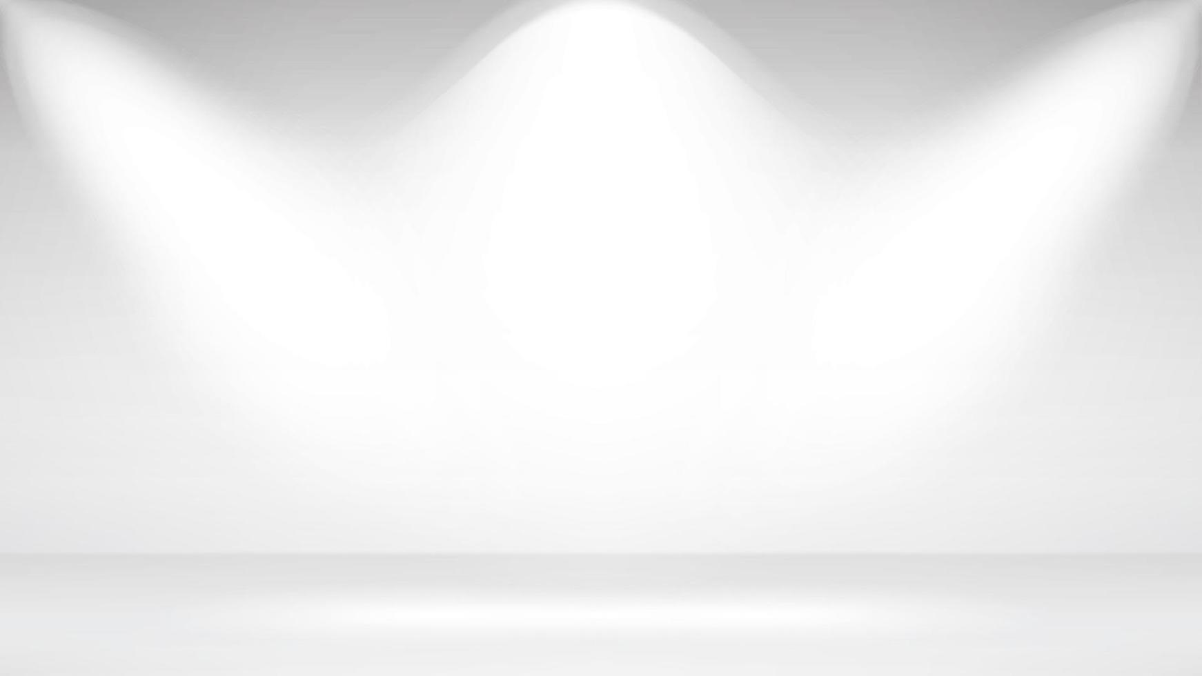 Photo Studio Room. Empty White Interior. Realistic Spotlight Lamps. Vector Illustration.
