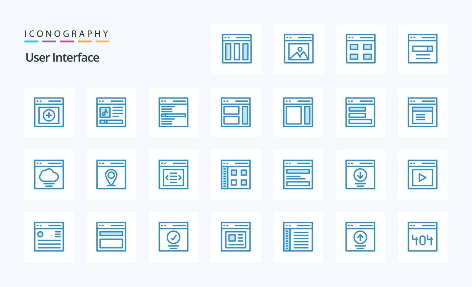 Paquete de 25 iconos azules de interfaz de usuario vector