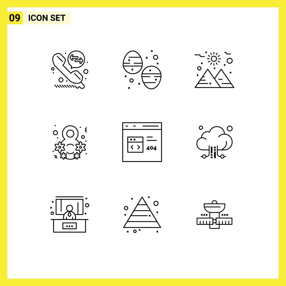 Modern Set of 9 Outlines and symbols such as develop browser space app female Editable Vector Design Elements