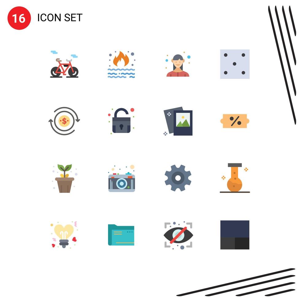 16 Thematic Vector Flat Colors and Editable Symbols of flow sport employee ludo dice Editable Pack of Creative Vector Design Elements