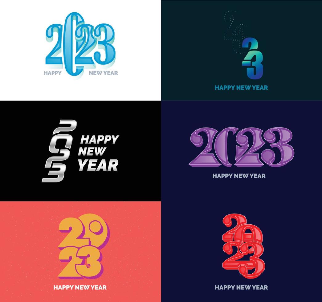 Big Collection of 2023 Happy New Year symbols Cover of business diary for 2023 with wishes vector