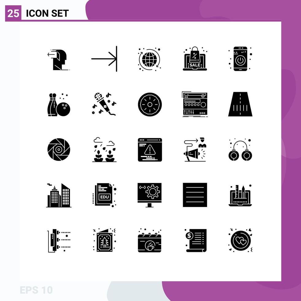 Pictogram Set of 25 Simple Solid Glyphs of switch sale global offer discount Editable Vector Design Elements