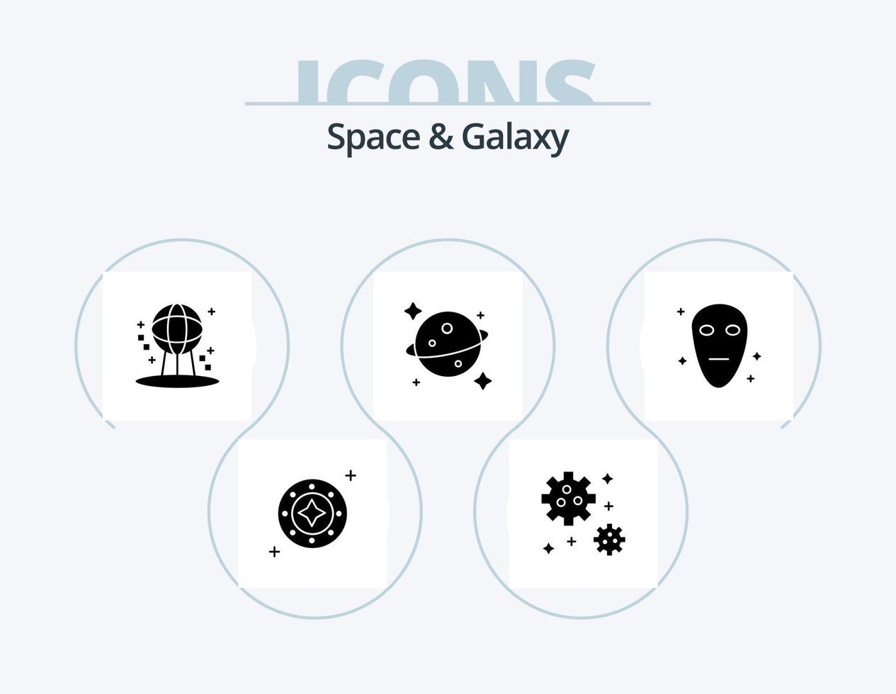 Space And Galaxy Glyph Icon Pack 5 Icon Design. galaxy. space. space. saturn. world vector